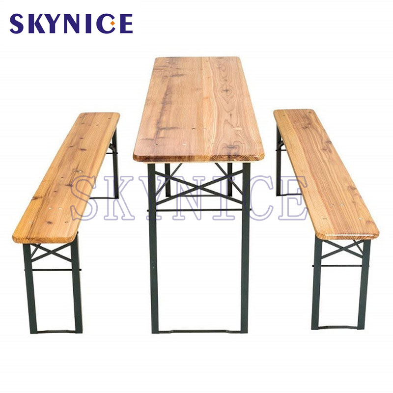 3 PCS Beer Table Bench Set skládací dřevěný horní piknikový stůl