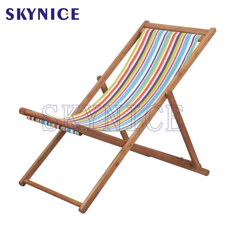 Tradiční skládací dřevěné deckquerid Zahradní pláž Seaside Deck Chair