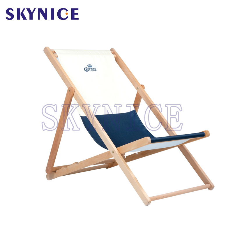 Vlastní logo Outdoor Foldable Wooden Canvas Beach Deck Chair