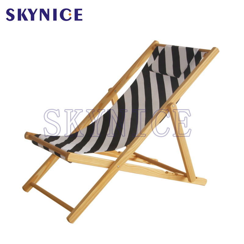 Dřevěné přenosné Beach židle Barevné Canvas Deck židle